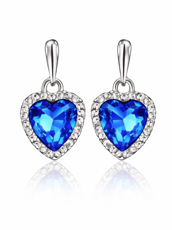 custom Jewelry - Swarovski Crystals Mycah Blue Heart Earrings